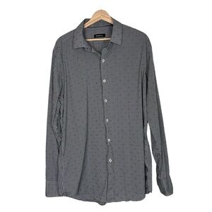 BUGATCHI‎ Long Sleeve Button Up Shirt Mens 17.5/44 Black White Gingham Contrast